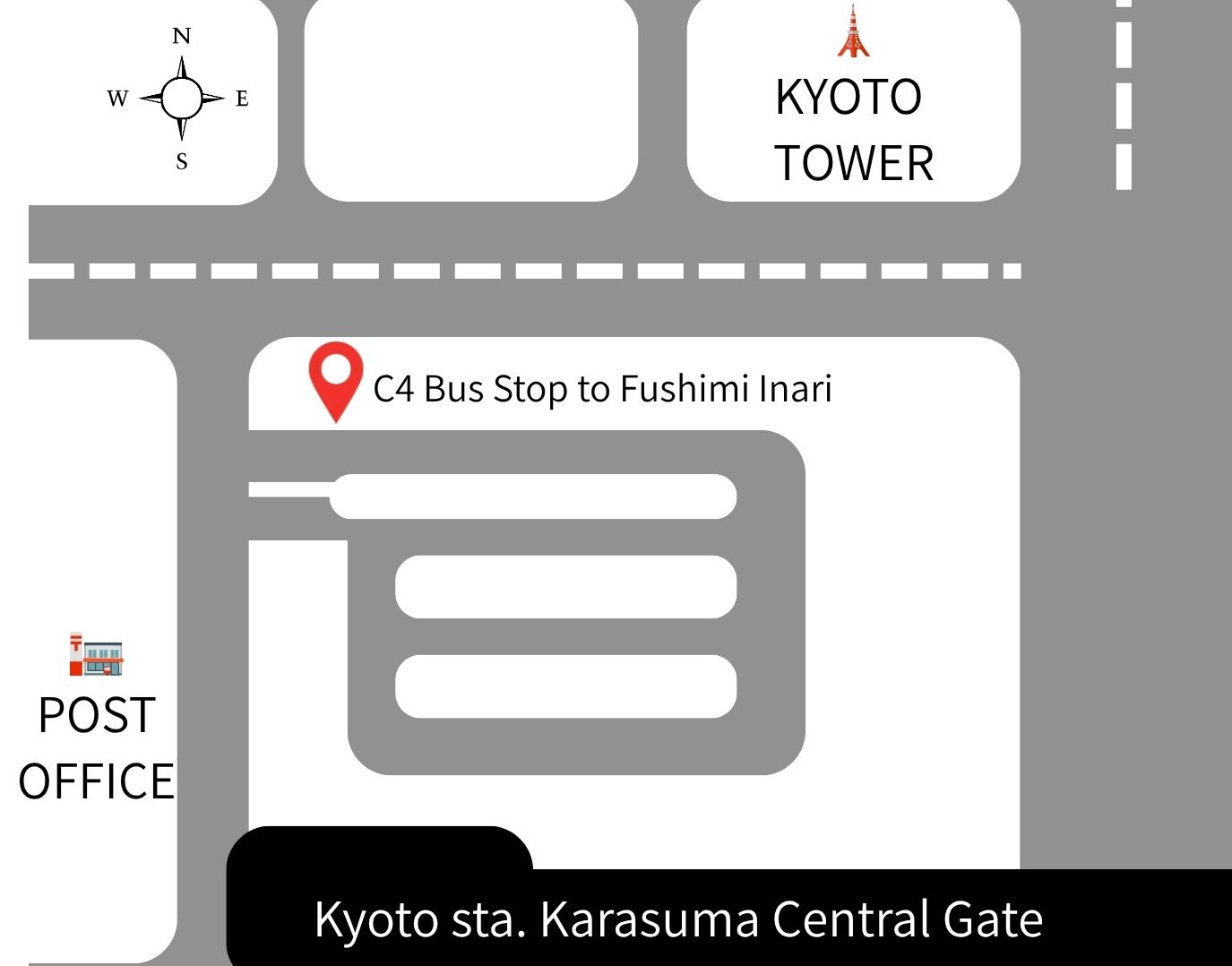 C4 bus stop in Kyoto sta.