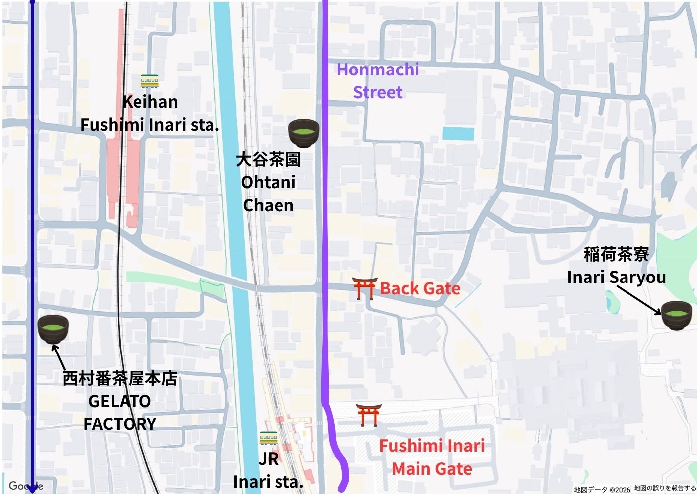  Fushimi Inari Taisha Shrine matcha map