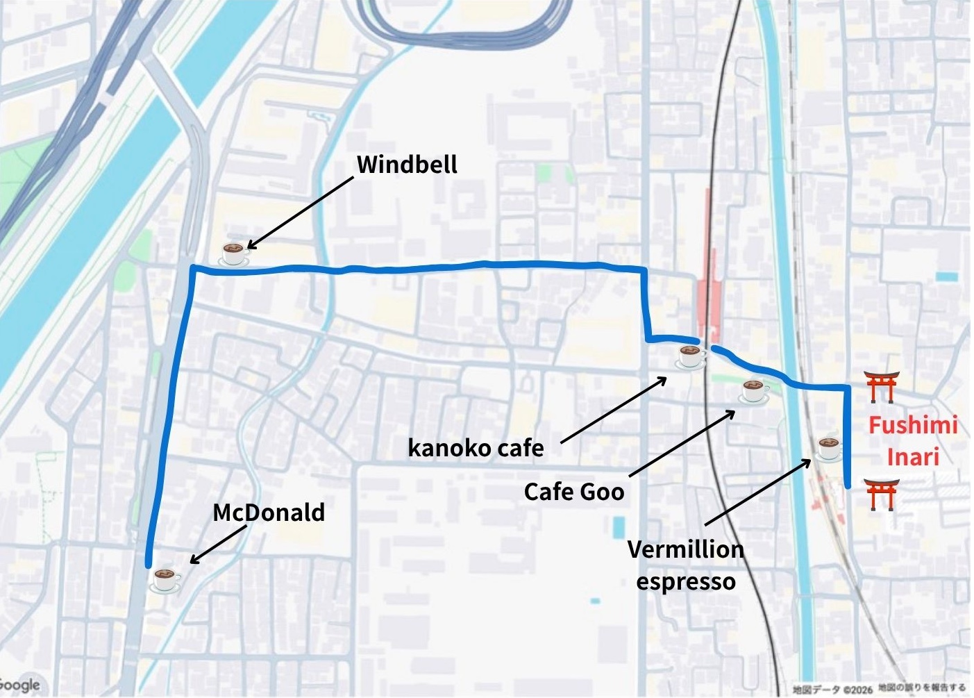 shop Map around Fushimi Inari Taisha Shrine