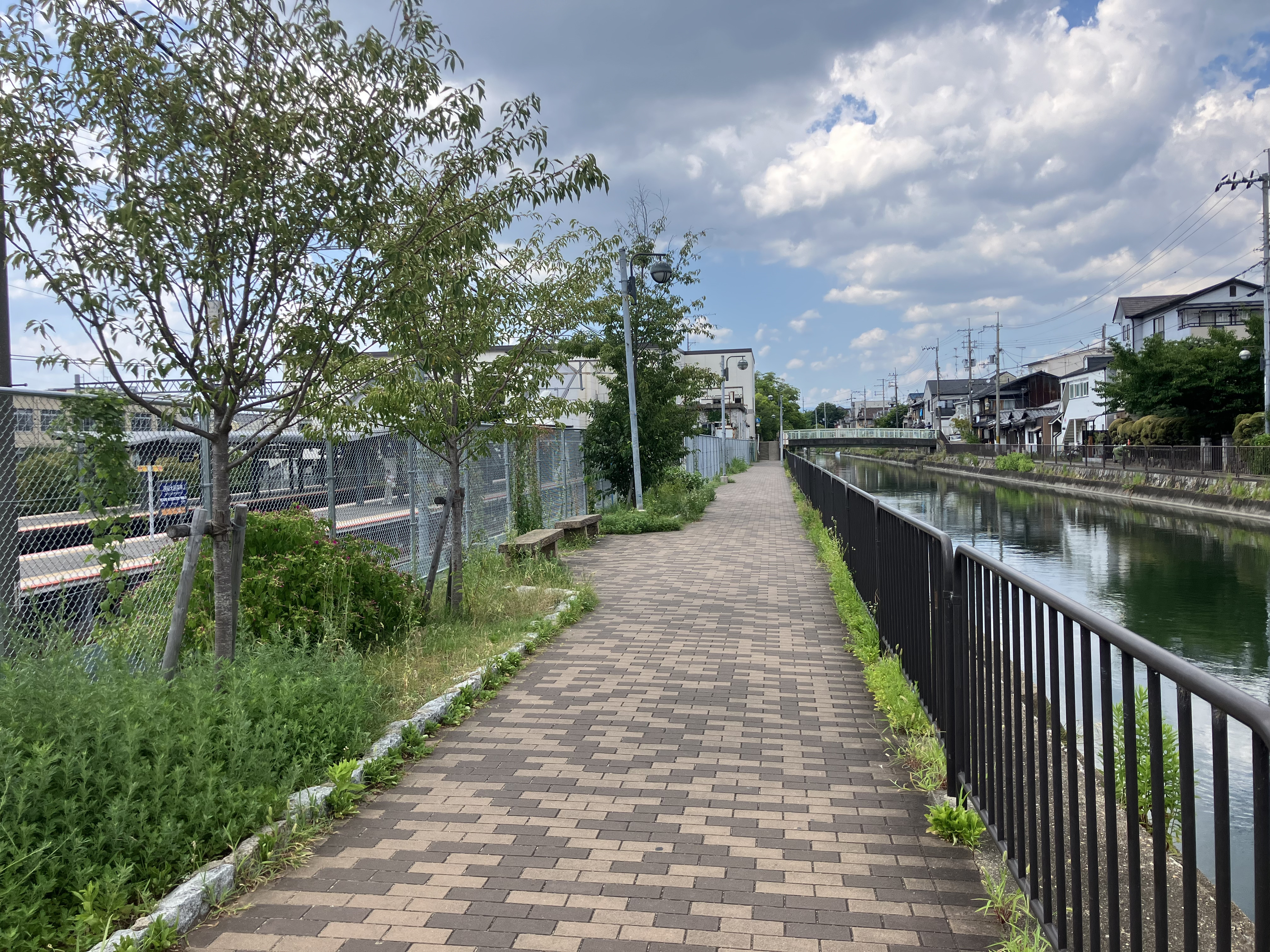 bench along canal